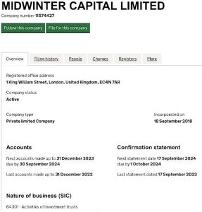 Midwinter Capital Limited лицензия